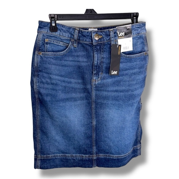New Size 4 Lee Skirt Blue Denim Y2K Style  Cotton Classic Pockets - Picture 1 of 13